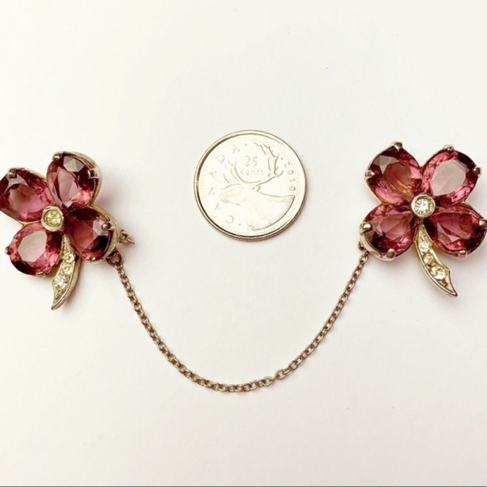Antique Sterling Silver Floral Collar Pins​​​ - Picture 6 of 8